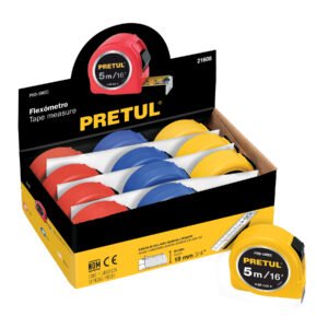21608 - Flexómetro 5 m cinta 19 mm, display box con 12 pzas, PRETUL