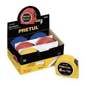 21625 - Flexómetro 8 m cinta 25 mm, display box con 6 pzas, PRETUL