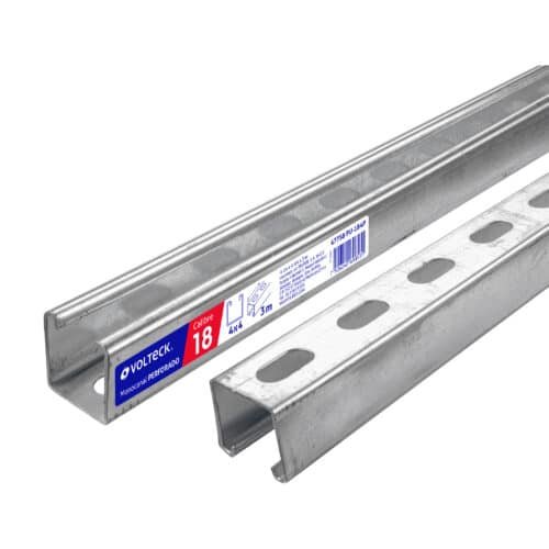 47758 - Perfil monocanal perforado de 3 m, 4 x 4 cm cal. 18, VOLTECK