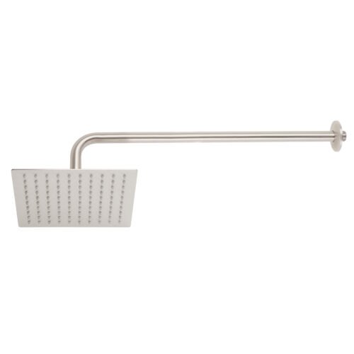 45772 - Regadera plato cuadrado 8" con brazo, satín, FOSET RIVIERA