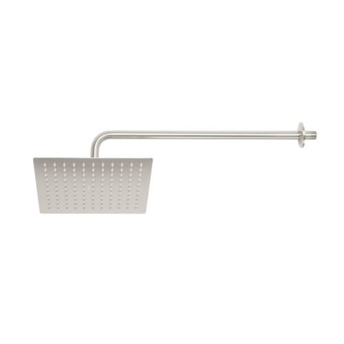 45774 - Regadera plato cuadrado 10" con brazo, satín, FOSET RIVIERA