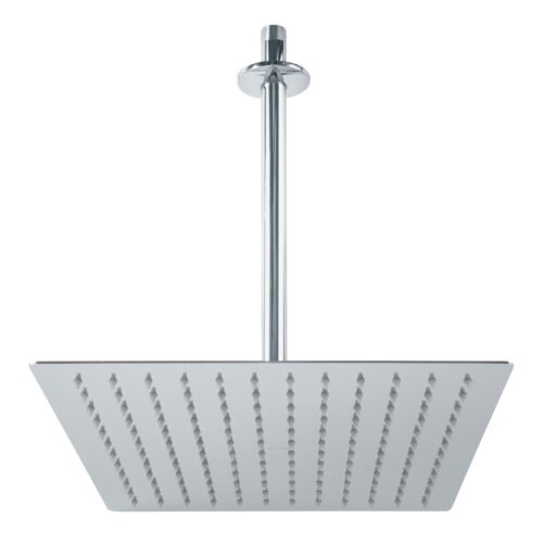 45775 - Regadera plato cuadrado 12" con brazo, cromo, FOSET RIVIERA
