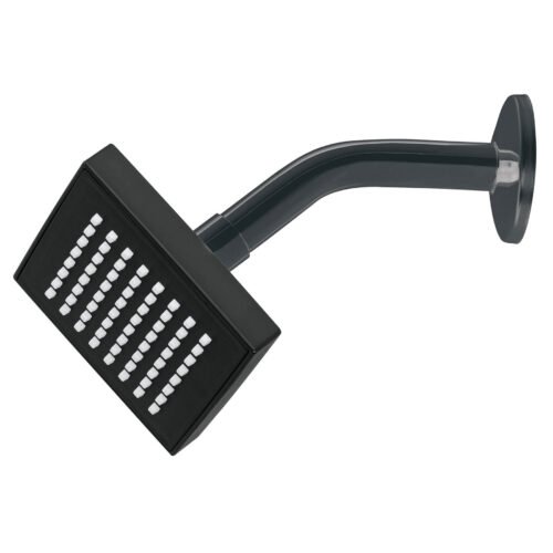 46744 - Regadera cuadrada ABS 4" acabado negro mate con brazo, Foset