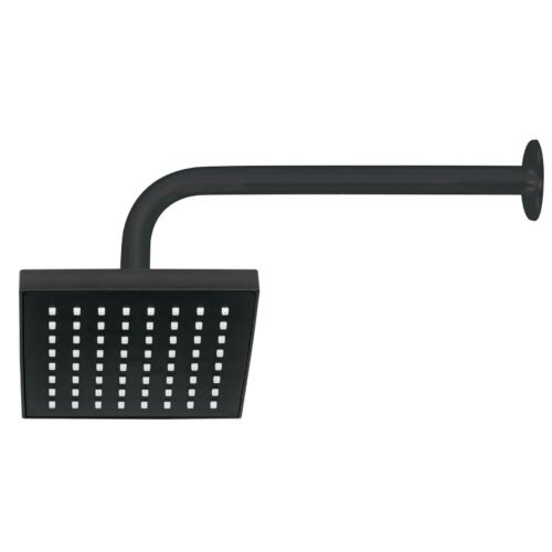 46746 - Regadera cuadrada ABS 6" acabado negro mate con brazo, Foset