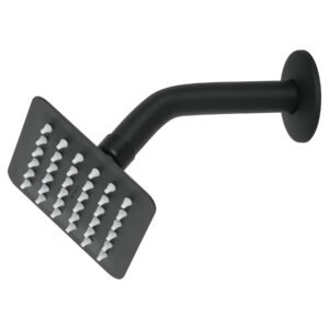 47746 - Regadera cuadrada 4", acero inox, con brazo, negro, Túbig