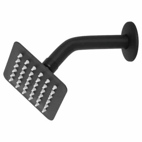 47746 - Regadera cuadrada 4", acero inox, con brazo, negro, Túbig