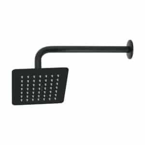 47748 - Regadera cuadrada 6", acero inox, con brazo, negro, Túbig