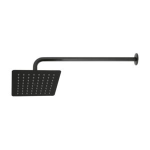 47750 - Regadera cuadrada 8", acero inox, con brazo, negro, Túbig