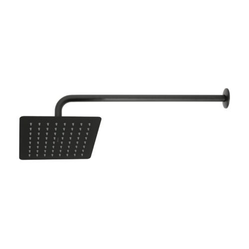 47750 - Regadera cuadrada 8", acero inox, con brazo, negro, Túbig