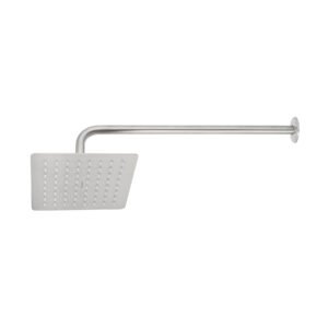 47744 - Regadera cuadrada 8", acero inox, con brazo, satín, Túbig