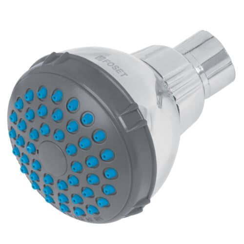 49412 - Regadera redonda de ABS 2-1/2" gris-cromo sin brazo, Basic