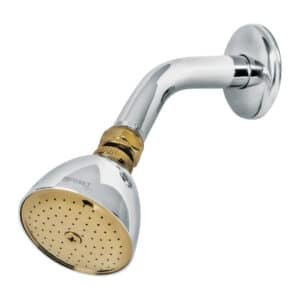 R-509G.jpg 49147 - Regadera cónica 2-1/2" cromo-oro brazo y chapetón acero