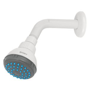 48293 - Regadera plástica redonda 2-1/2" gris-blanca, Foset Basic