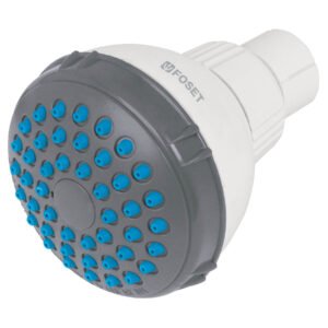 48294 - Regadera redonda de ABS 2-1/2" gris-blanca sin brazo, Basic