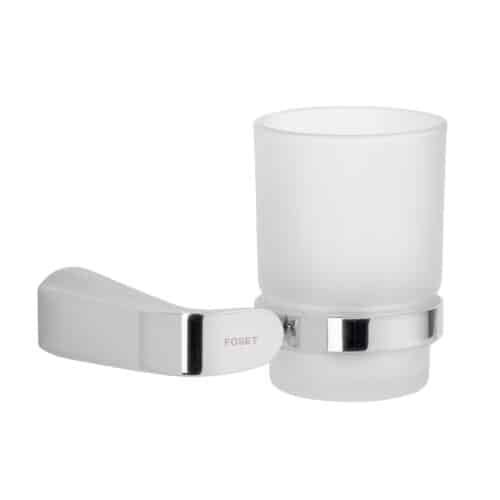 45205 - Portavaso cepillero cromo con vaso de vidrio, Foset Riviera
