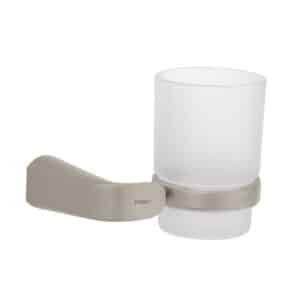 45220 - Portavaso cepillero satín con vaso de vidrio, Foset Riviera
