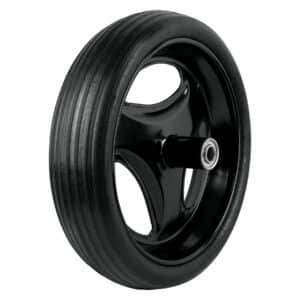 11862 - Llanta completa hule sólido 13-1/2", incluye eje y baleros