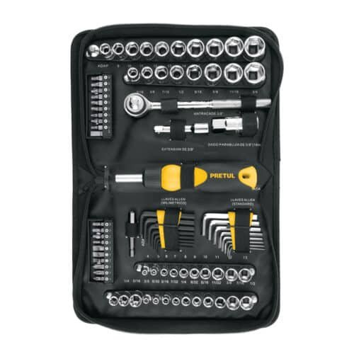 22984 - Juego de 83 herramientas 1/4" y 3/8" para mecánico, Pretul