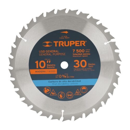 18304 - Disco sierra 10" para madera, 30 dientes centro 5/8", Truper