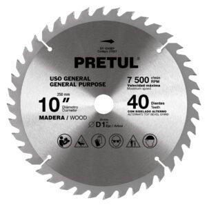 27057 - Disco sierra 10" para madera, 40 dientes centro 1", Pretul