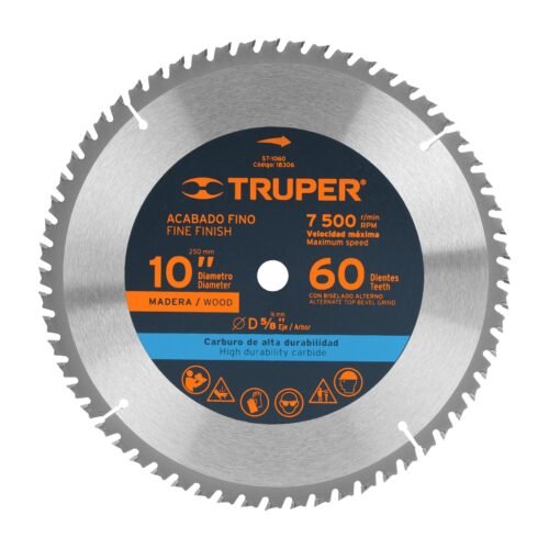 18306 - Disco sierra 10" para madera, 60 dientes centro 5/8", Truper