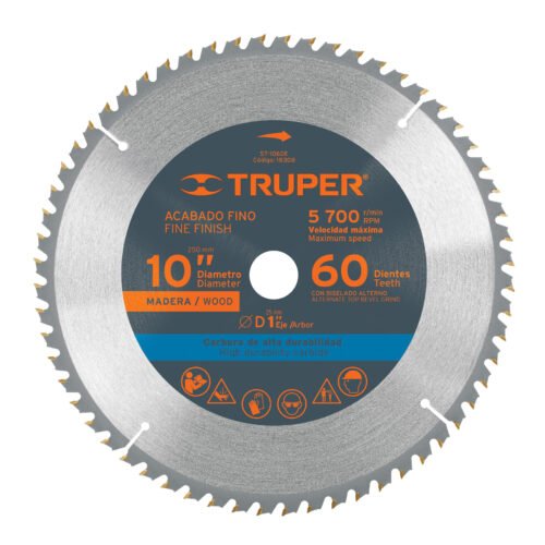 18308 - Disco sierra 10" para madera, 60 dientes centro 1", Truper