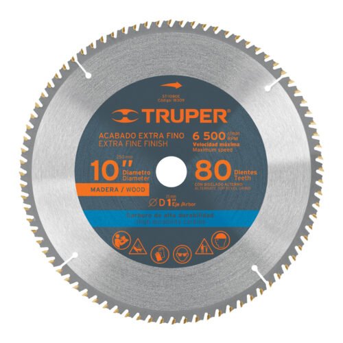 18309 - Disco sierra 10" para madera, 80 dientes centro 1", Truper