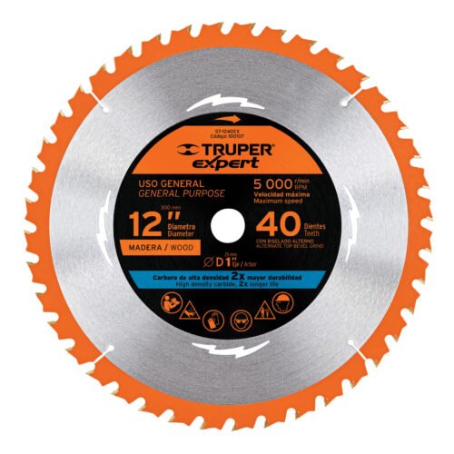 100107 - Disco sierra 12" para madera, 40 dientes centro 1", Expert