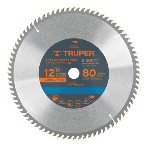 12684 - Disco sierra 12" para madera, 80 dientes centro 1", Truper