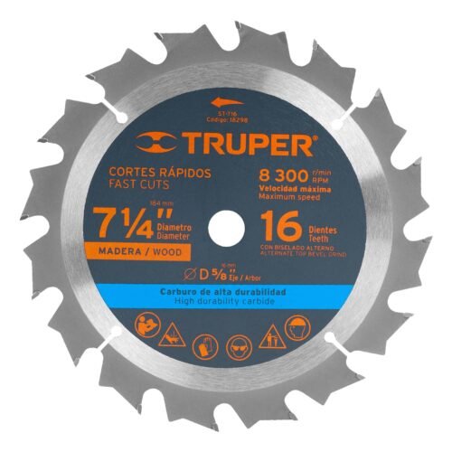 18298 - Disco sierra 7- 1/4" para madera, 16 dientes centro 5/8"