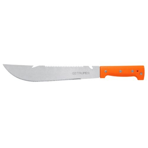 100654 - Machete rambo 12", cacha remachada naranja, TRUPER