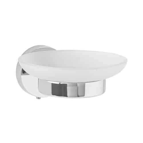 45964 - Jabonera metálica cromo con plato de vidrio, Foset Túbig