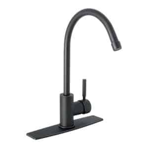 46767 - Monomando para fregadero, cuello alto, negro mate, Tubig