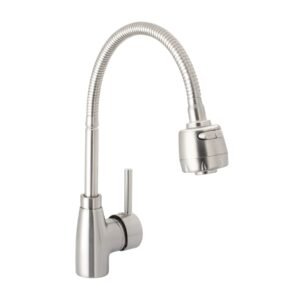 47387 - Monomando para fregadero con cuello flexible, satín, Tubig