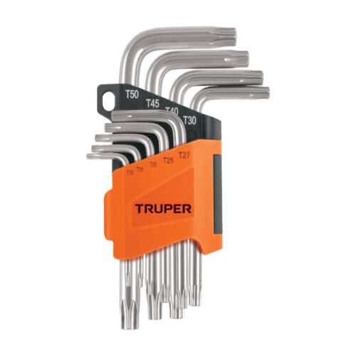 15554 - Juego de 9 llaves torx con organizador abatible, TRUPER