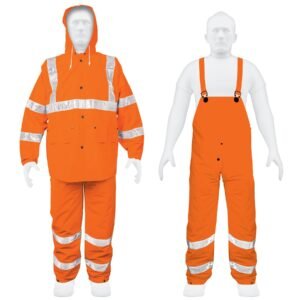 17409 - Conjunto impermeable doble capa naranja con reflejante, G
