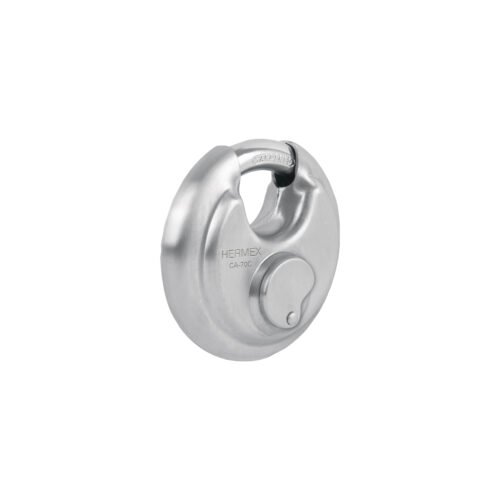 49473 - Candado circular acero inox, cilindro latón, 70 mm