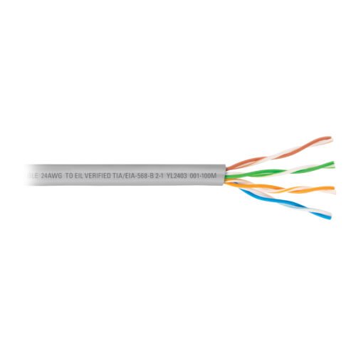 48387 - Metro de cable UTP CAT5E, Bobina de 100m, gris, VOLTECK