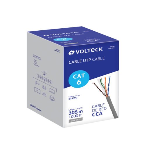 49409 - Metro de cable UTP CAT6, Bobina de 305m, gris, VOLTECK