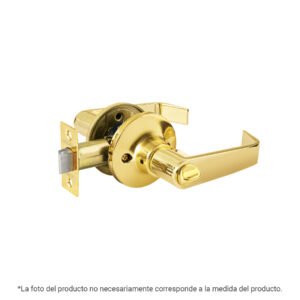 47421 - Cerradura manija "Siena" p/recámara, latón brillante, HERMEX