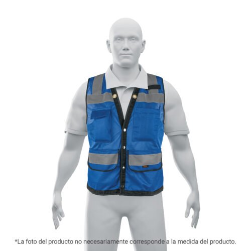 103988 - Chaleco seguridad reforzado azul con bolsas, EG, EXPERT