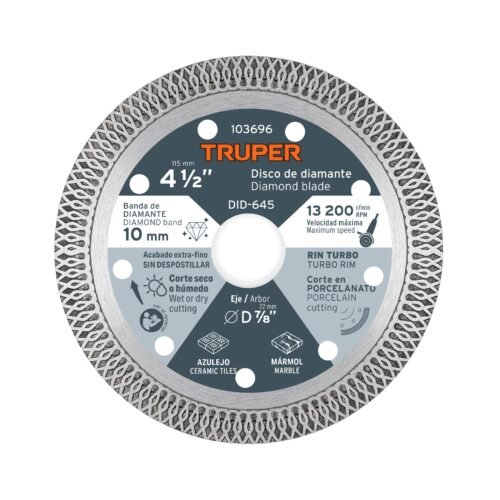 103696 - Disco de diamante 4 1/2", corte porcelanato, TRUPER