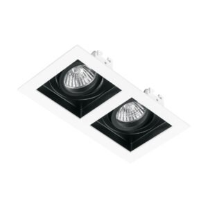 49549 - Luminario empotrable con 2 spots dirigibles, blanco, VOLTECK