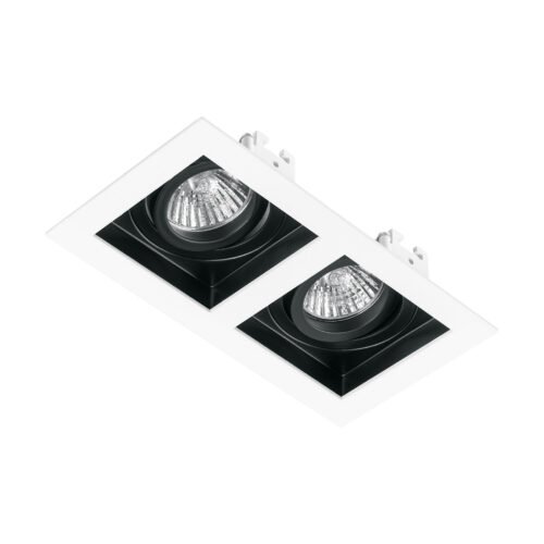 49549 - Luminario empotrable con 2 spots dirigibles, blanco, VOLTECK