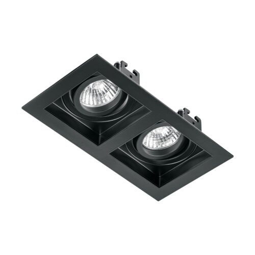 49713 - Luminario empotrable con 2 spots dirigibles, negro, VOLTECK