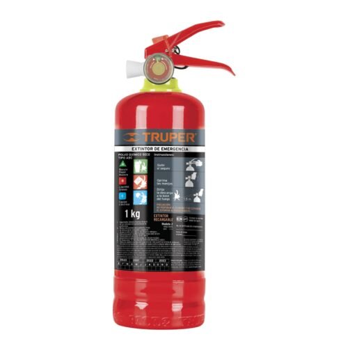 100276 - Extintor portátil recargable 1 kg, polvo tipo ABC, Truper