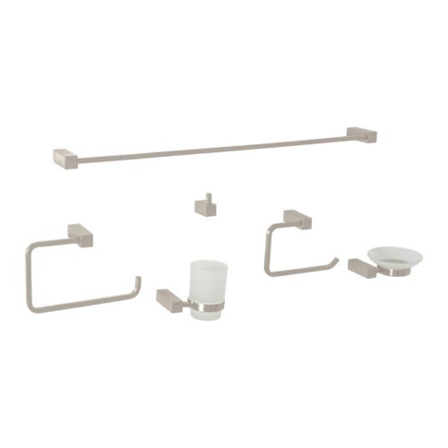 44333 - Juego de 6 accesorios para baño, satín, FOSET KUBO