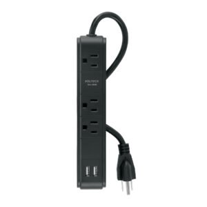 49534 - Multicontacto 3 entradas 2 ptos USB sup de picos 300 J negro