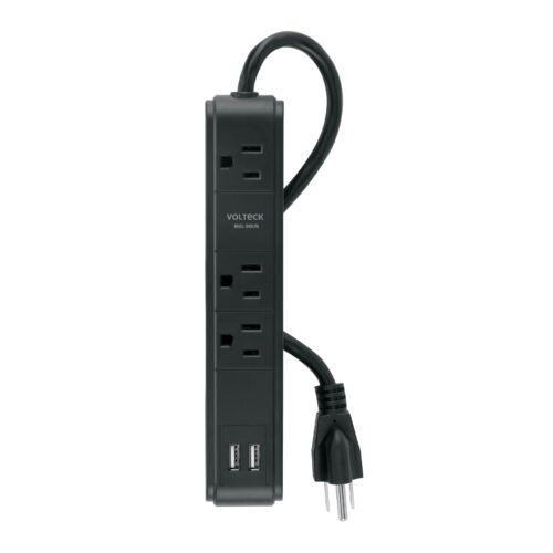 49534 - Multicontacto 3 entradas 2 ptos USB sup de picos 300 J negro