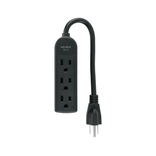 45865 - Multicontacto doméstico 3 entradas, negro VOLTECK